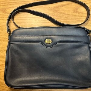 Vintage Etienne Aigner Navy Leather Shoulder Bag